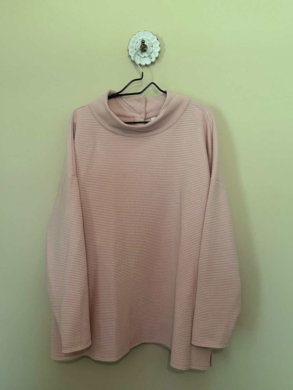 Wonderly Blush Ribbed Funnel Neck Top